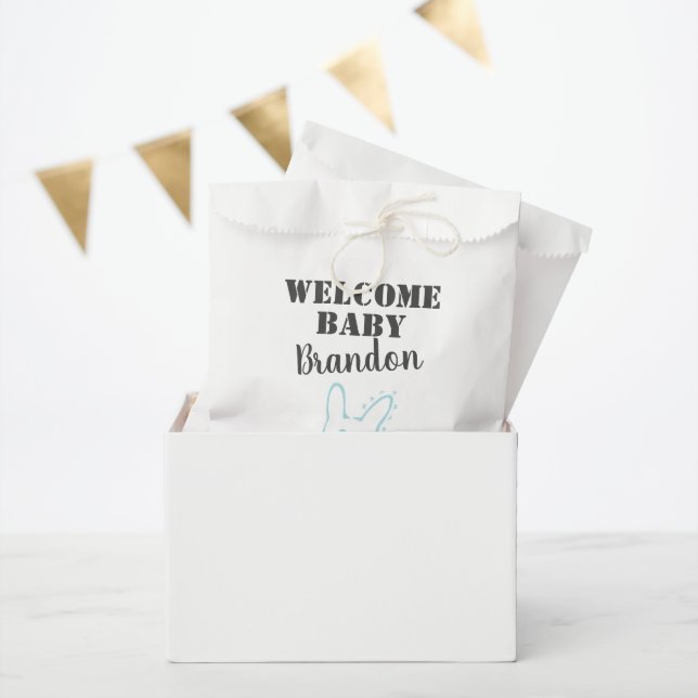 Blue Bunny Baby Shower Thank You Favor Bag (Party)