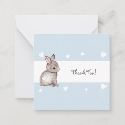 Blue Bunny Baby Shower Thank You Notecard