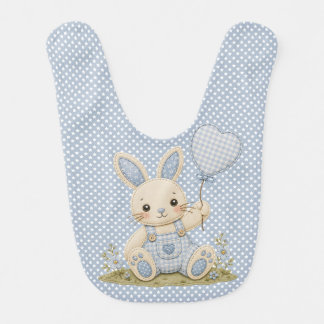 Blue Bunny Balloon Baby Bib