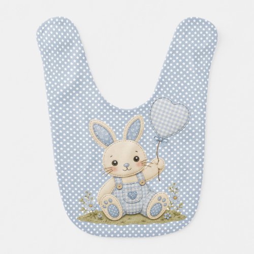 Blue Bunny Balloon Baby Bib