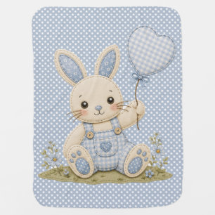Blue Bunny Balloon Baby Blanket