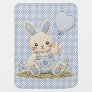 Blue Bunny Balloon Baby Blanket