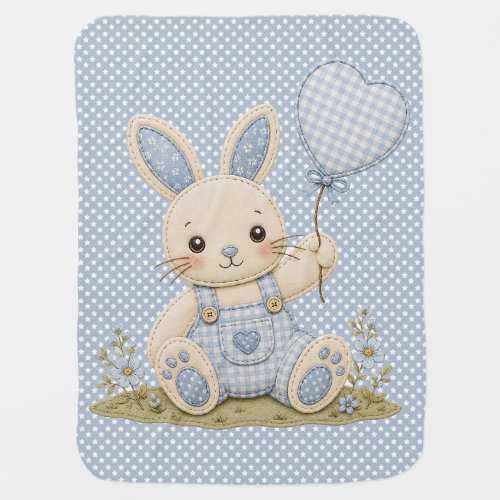 Blue Bunny Balloon Baby Blanket
