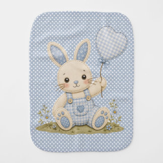 Blue Bunny Balloon Baby Burp Cloth
