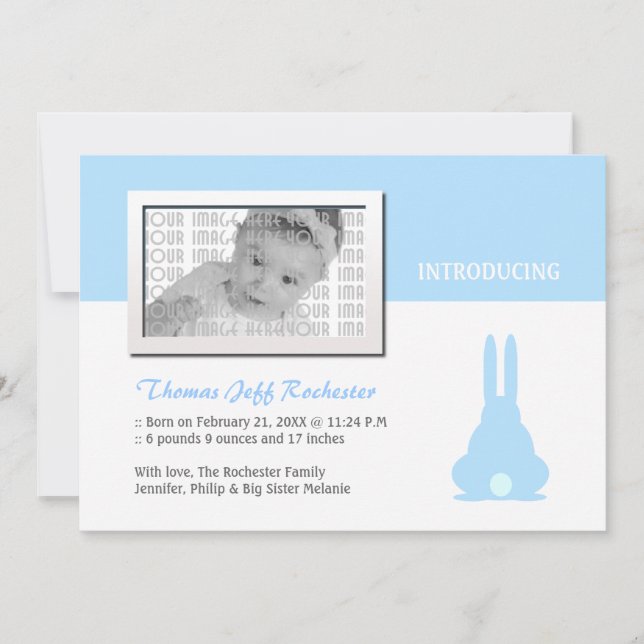 Blue Bunny Birth Announcement (Front)