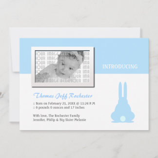 Blue Bunny Birth Announcement