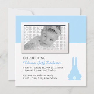 Blue Bunny Birth Announcement