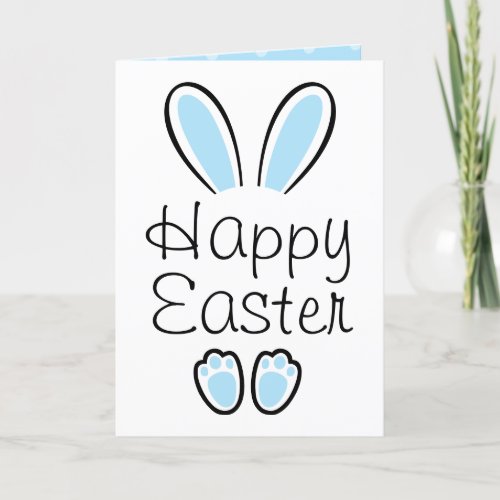 Blue Bunny Ears and Toes Baby Boy First Easter Holiday Card