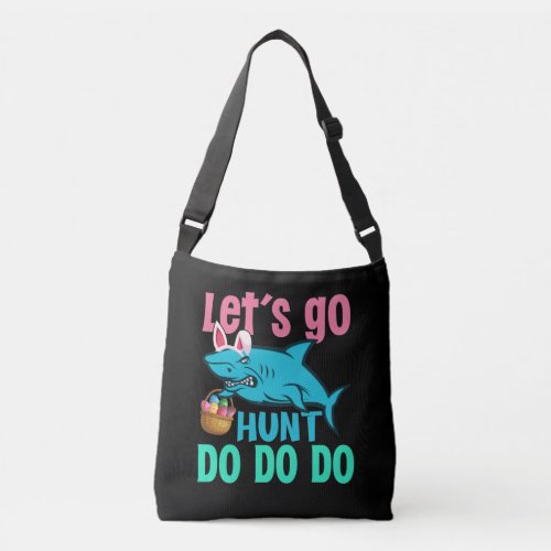 Blue Bunny Ears Shark Easter Egg Hunt Crossbody Bag