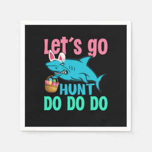 Blue Bunny Ears Shark Easter Egg Hunt Napkins