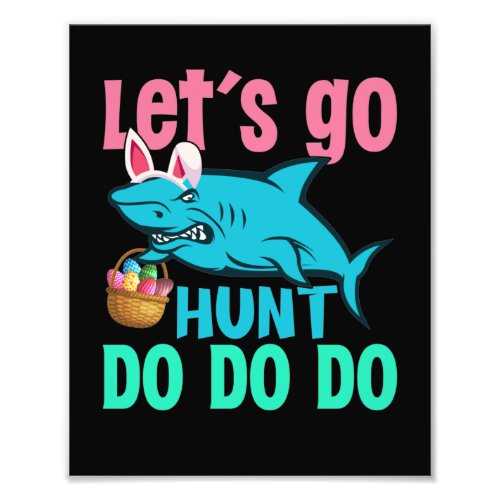 Blue Bunny Ears Shark Easter Egg Hunt Photo Print