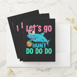 Blue Bunny Ears Shark Easter Egg Hunt Pocket Folder