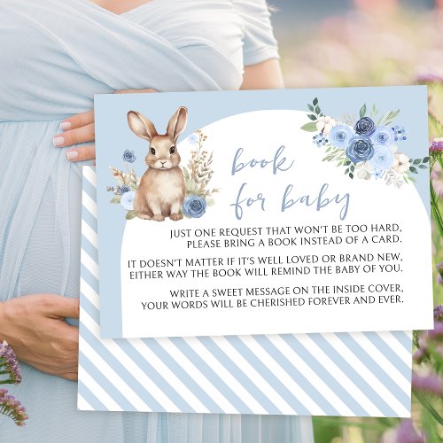 Blue bunny easter book for baby shower cards