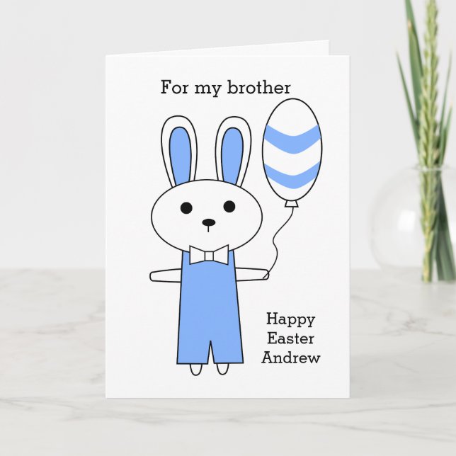 Blue Bunny Easter Holiday Card (Front)