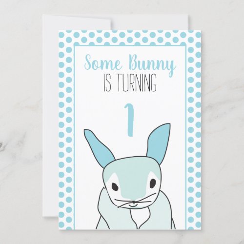 Blue Bunny First 1st Birthday Invitation