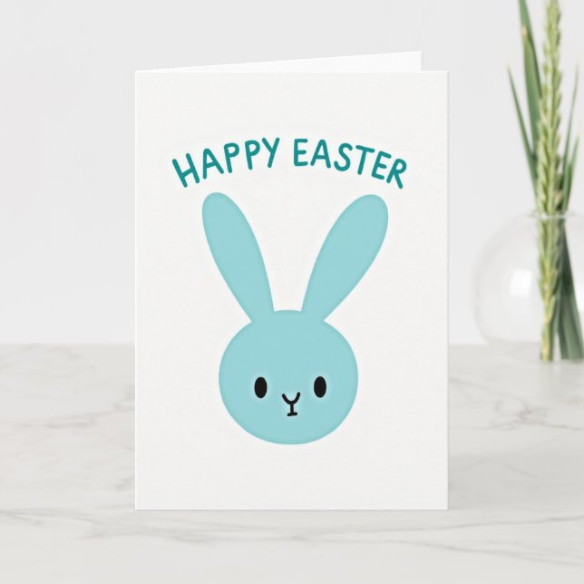 Blue Bunny Happy Easter Card (Front)