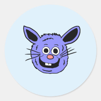 Blue Bunny Head Classic Round Sticker