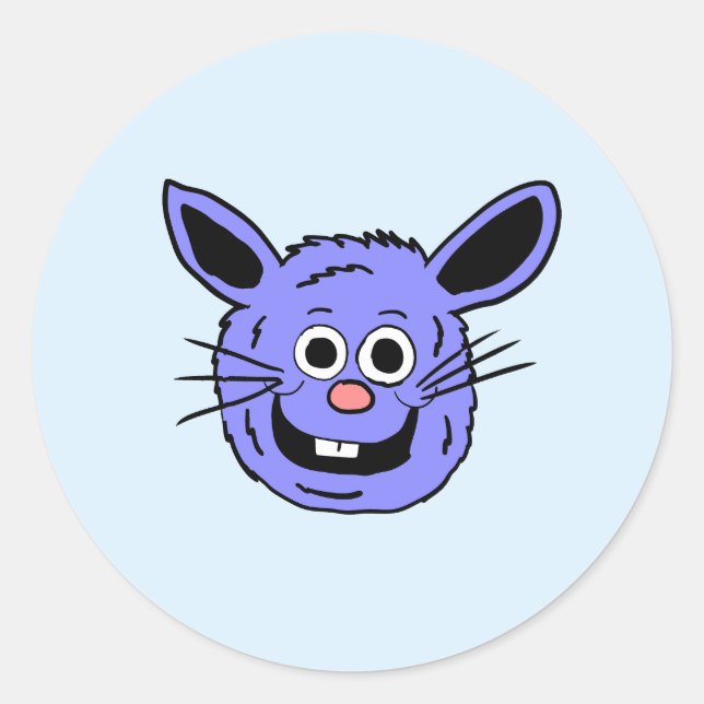Blue Bunny Head Classic Round Sticker (Front)