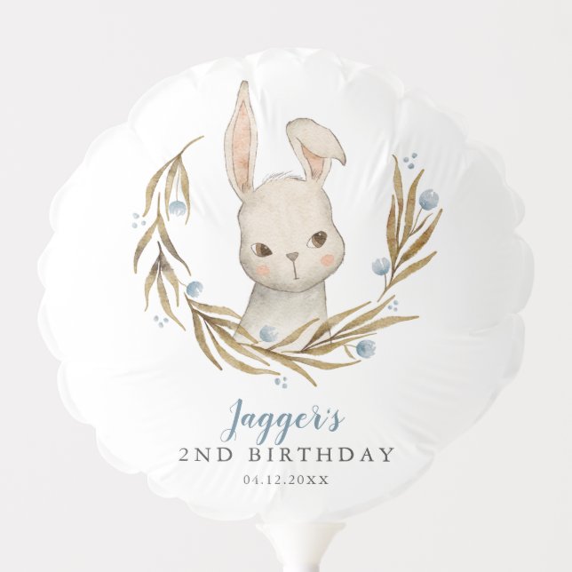 Blue Bunny Kids Birthday Party Balloon (Front)