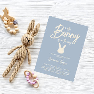 Blue Bunny Modern Boy Baby Shower Invitation