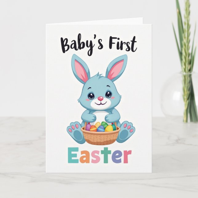 Blue Bunny Pattern Easter Card (Front)