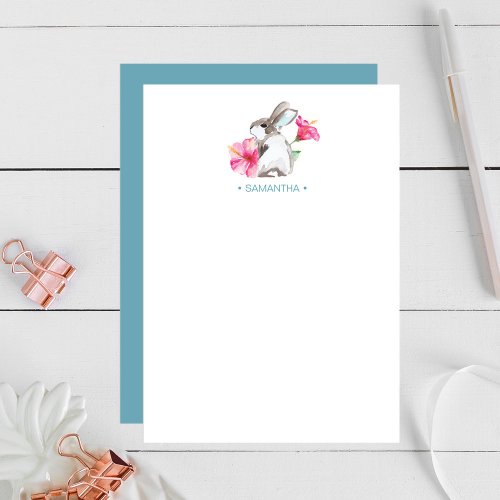 Blue Bunny Personalized Stationery Note Card