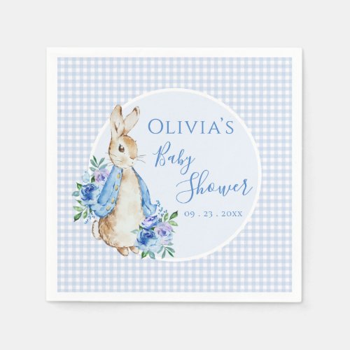 Blue Bunny Peter Watercolor Baby Shower Napkins