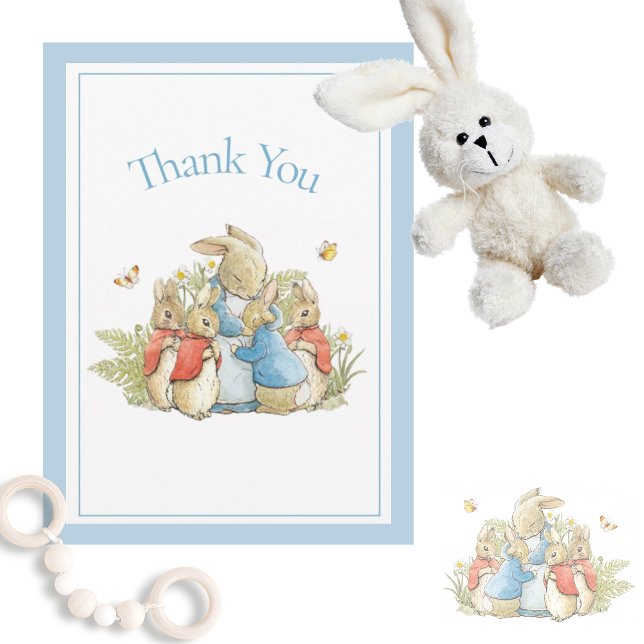 Blue Bunny Rabbit Baby Boy Girl Shower Thank You (Creator Uploaded)