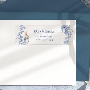 Blue Bunny Rabbit Boy Baby Shower Label