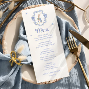 Blue Bunny Rabbit Boy Baby Shower Menu