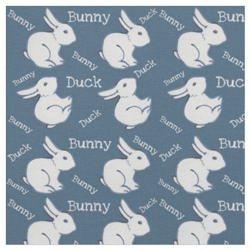 Blue Bunny Rabbit Duck Illusion Child's Nursery Fabric