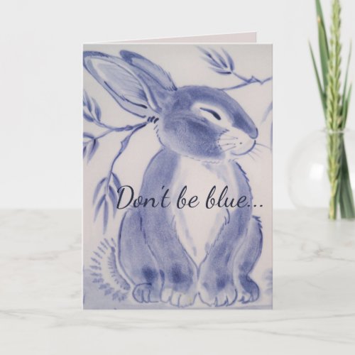 Blue Bunny Rabbit Get Well Card