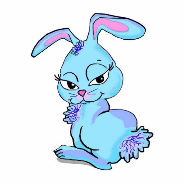 Blue Bunny Rabbit Photo Sculpture (Front)