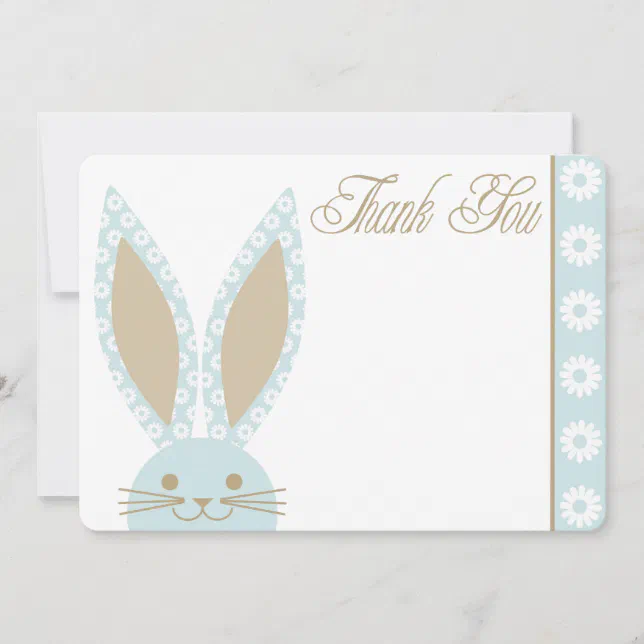 Blue Bunny Rabbit Thank you card | Zazzle