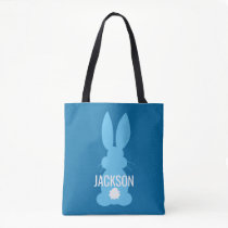 Blue Bunny Silhouette Easter Personalized Boys Tote Bag