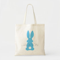 Blue Bunny Silhouette Easter Personalized Tote Bag