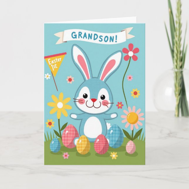 Blue Bunny Springtime Pattern Card (Front)