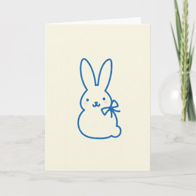 Blue Bunny Sweet Wishes Card (Front)