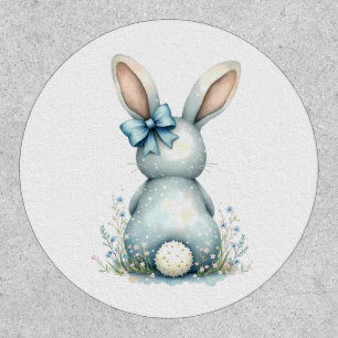 Blue Bunny Tail Cottontail Easter Bunny with Eggs Patch