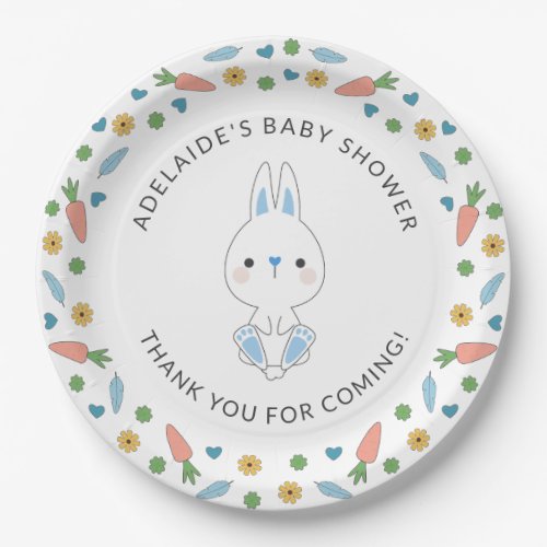 Blue Bunny Themed Boy Baby Shower Paper Plates