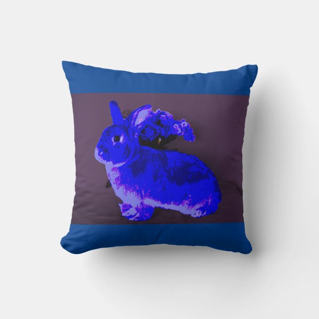 Blue Bunny Throw Pillow (Front)