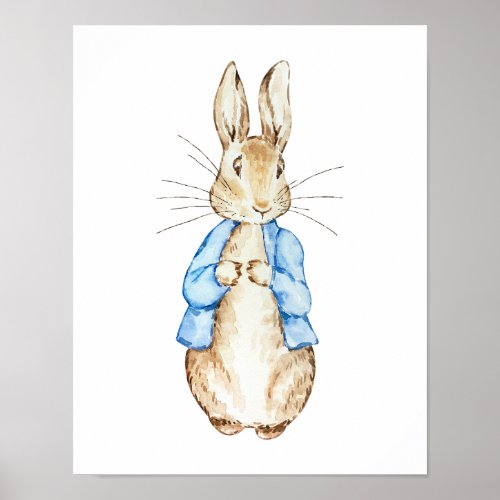 Blue Bunny Wall Art  Watercolor Rabbit