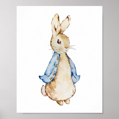 Blue Bunny Wall Art  Watercolor Rabbit