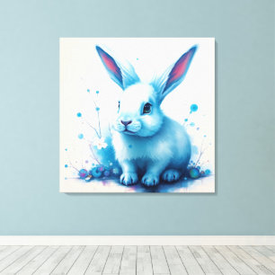 Blue Bunny Watercolor Artwork Canvas Print