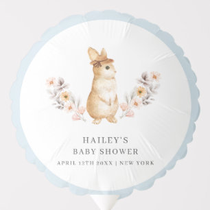 Blue Bunny Wildflower Boy Baby Shower Balloon