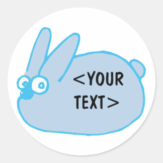Blue Bunny, <YOUR TEXT> Classic Round Sticker