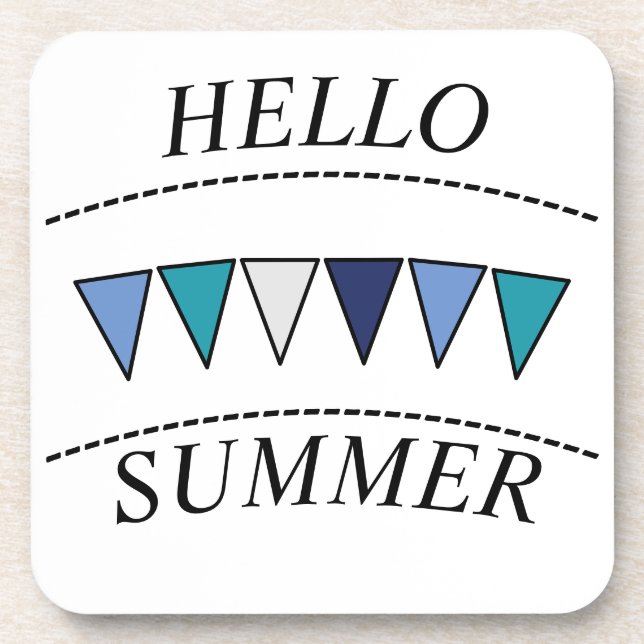 Blue Bunting Hello Summer Beverage Coaster (Front)