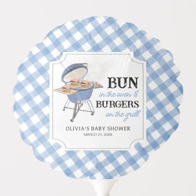 Blue Burger BBQ Baby Shower  Balloon (Front)