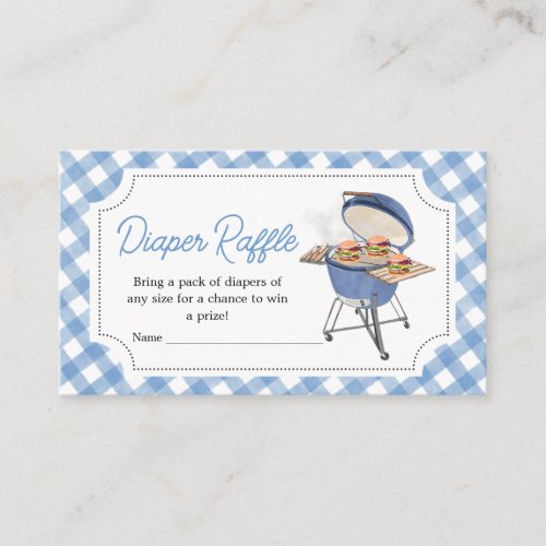 Blue Burger BBQ Baby Shower Diaper Raffle Enclosure Card
