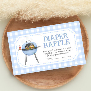 Blue Burger BBQ Baby Shower Diaper Raffle Enclosure Card